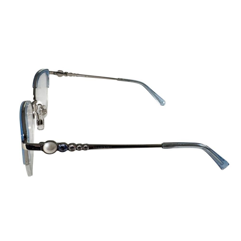 Swarovski SK5307 Eyeglass Frame Only 55-17-140 Blue Metal Semi-Rimless Gemstones - Picture 11 of 14